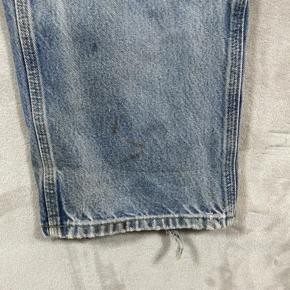Vtg Carhartt Double Knee Pants Mens 34x32 Thrashed Distressed B73 DST Blue Jeans